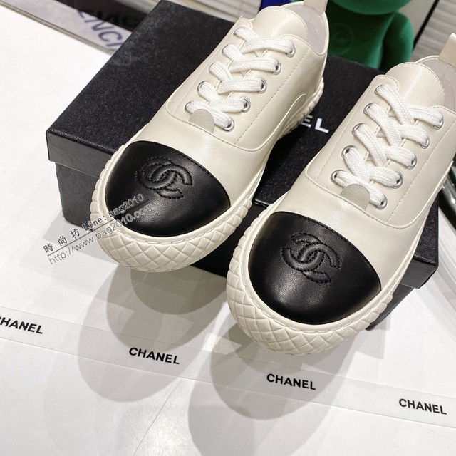 Chanel低幫運動板鞋 香奈兒最新爆炸新品電繡菱格餅乾鞋 dx3197